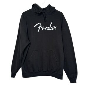 Fender Unisex Spaghetti Logo Black Hoodie Large